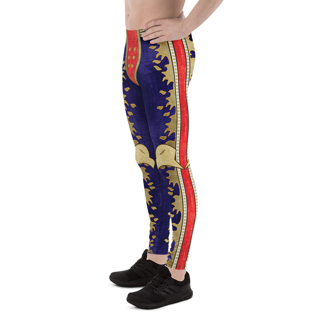 Eagle themed retro wrestling leggings with faux velvet print for cosplayers and wrestling fans