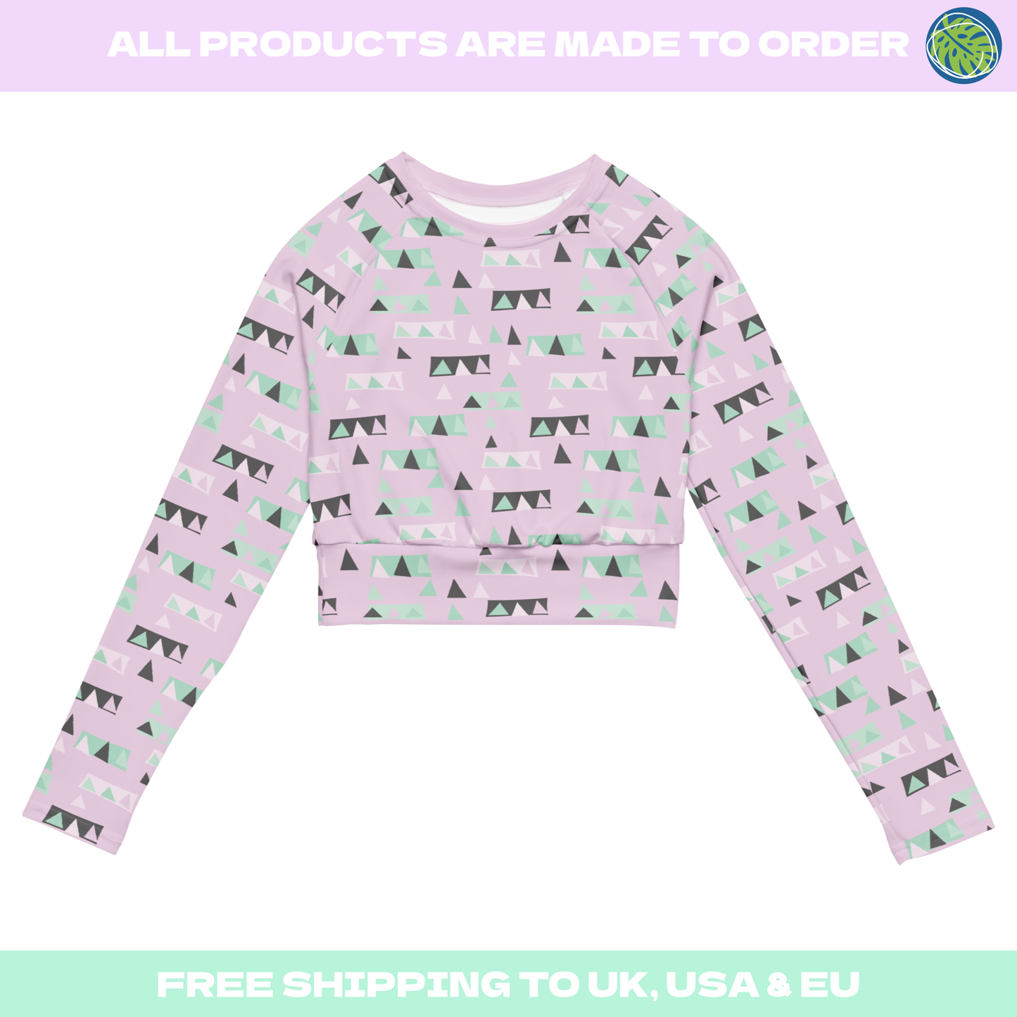 pastel christmas underboob crop top in boho geometric style on this triangle shapes soft kawaii pastel long sleeve shirt for women