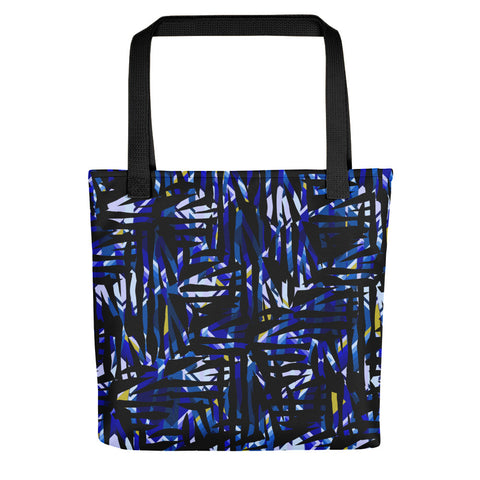 Blue Patterned Tote Bag | Distorted Geometric Collection