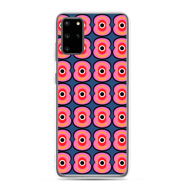 Sleek vintage style abstract pattern Pink Retro Poppies Samsung case