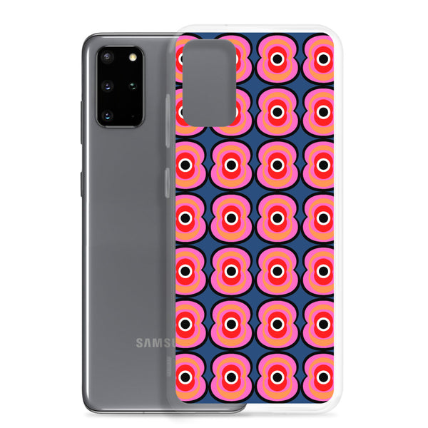 Sleek vintage style abstract pattern Pink Retro Poppies Samsung case