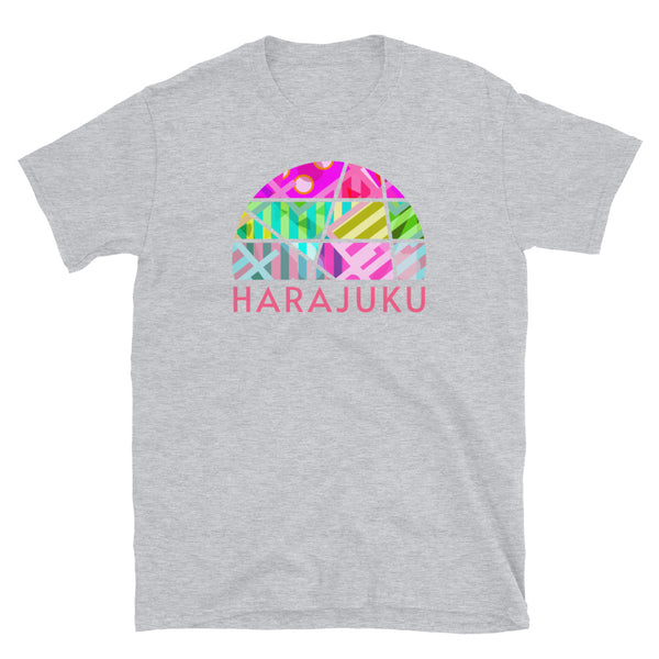 Kawaii Harajuku t shirt in a vintage sunset design with a geometric pattern on this sport grey cotton tee by BillingtonPix