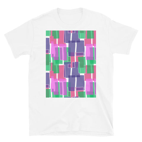 Patterned Short-Sleeve Unisex T-Shirt | Indigo 60s Style | Mid Century Geometric