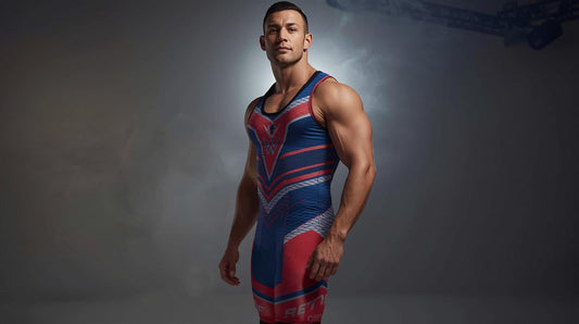 Man standing confidently, wearing a patriotic hero cosplay outfit for pro wrestling cosplay