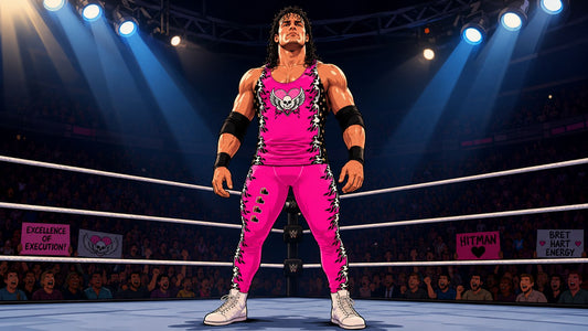 Bold wrestling-inspired figure in pink and black ring gear