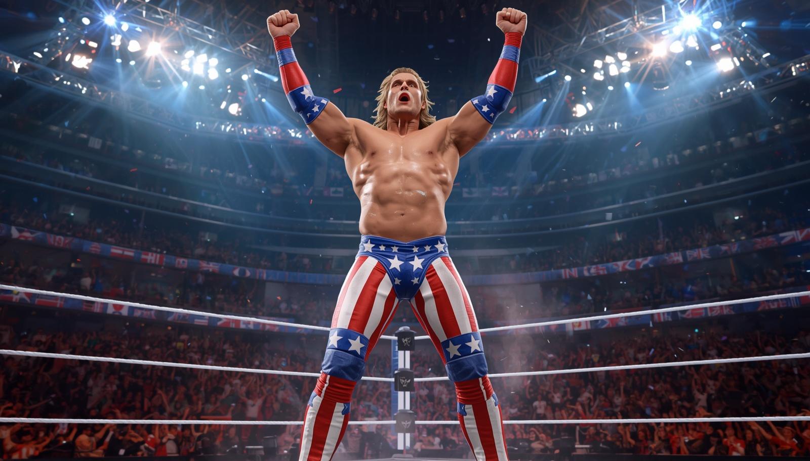 Wrestler in patriotic ring gear