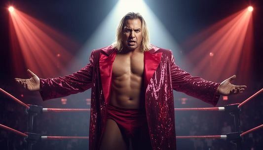 Bold glamourous wrestler entrance with sequinned robe