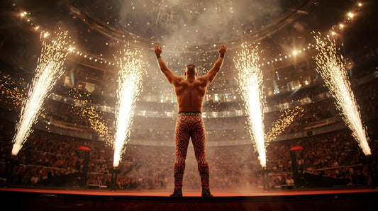 Wrestling hero entrance at wrestling event arena