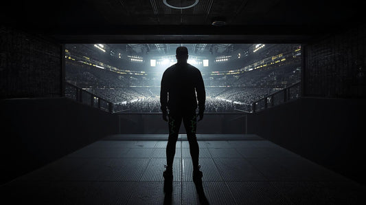 Lone male standing in empty arena, lamenting end of Japanese wrestling cultural icon Bullet Club