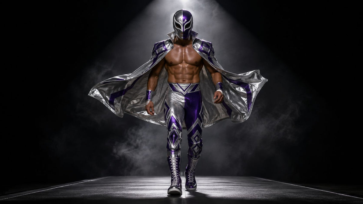 Luchador wearing wrestling costume and mask