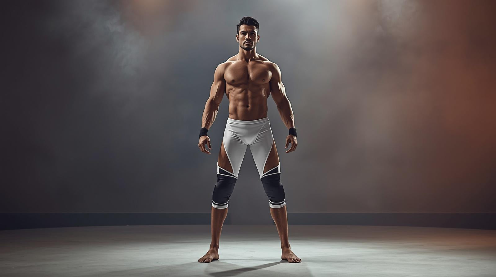 Male wrestler wearing pro wrestling pants for men