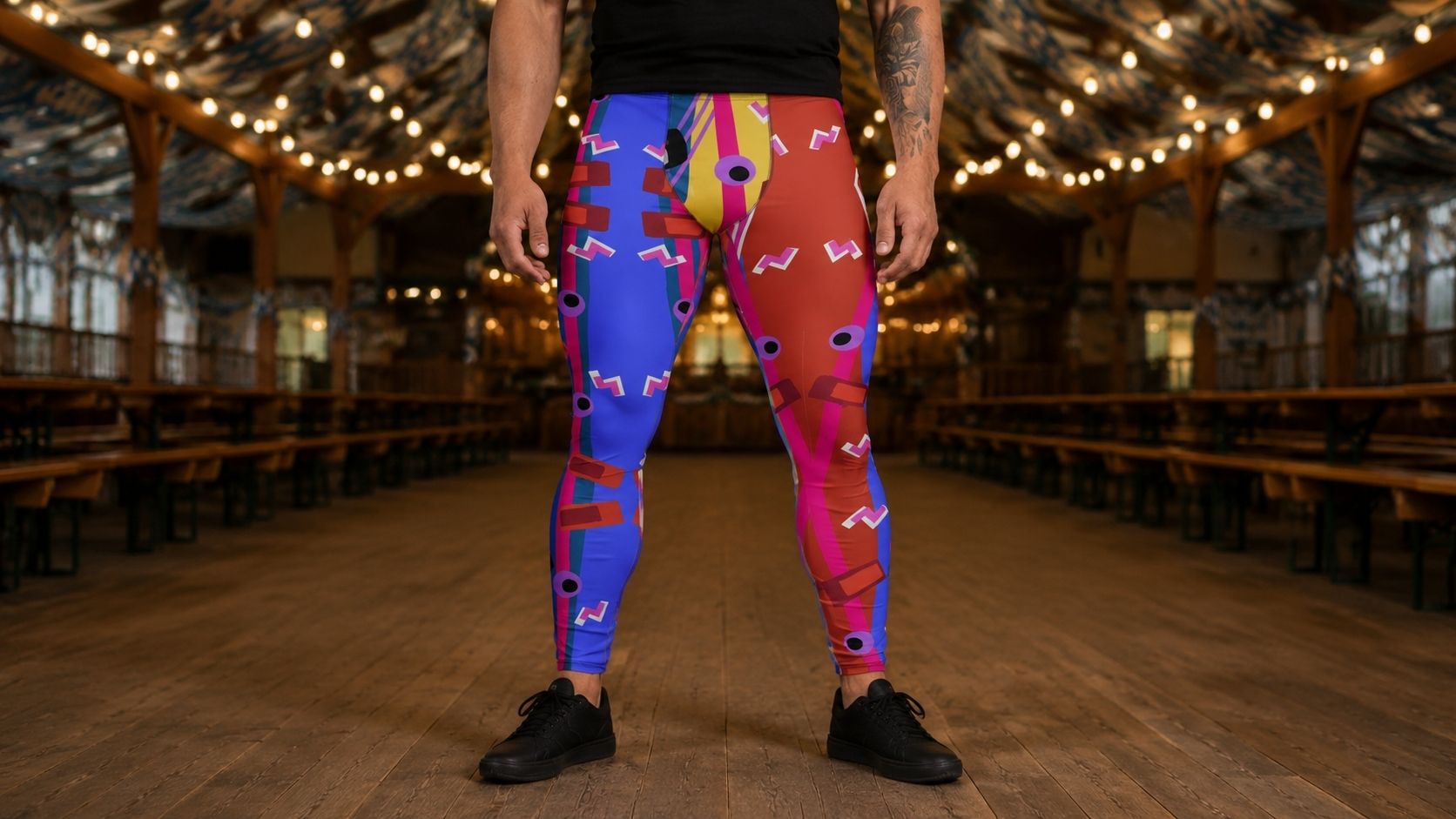Person standing at Oktoberfest wearing fashion meggings