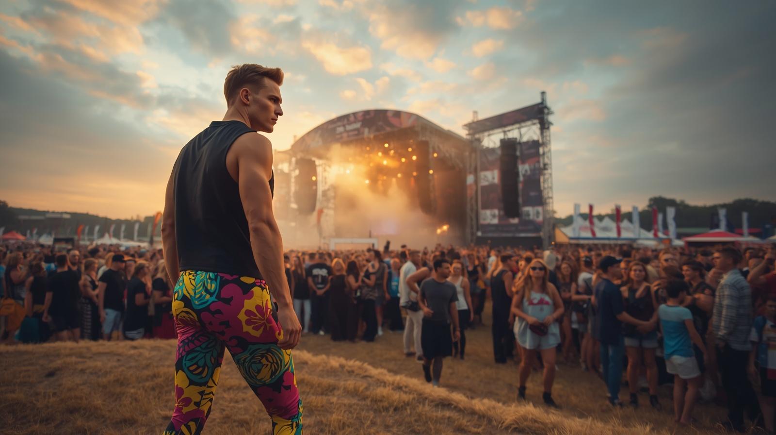 Outdoor UK festival at sunset