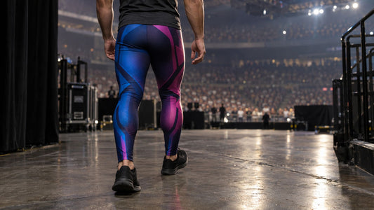 Wrestler wearing metallic tights