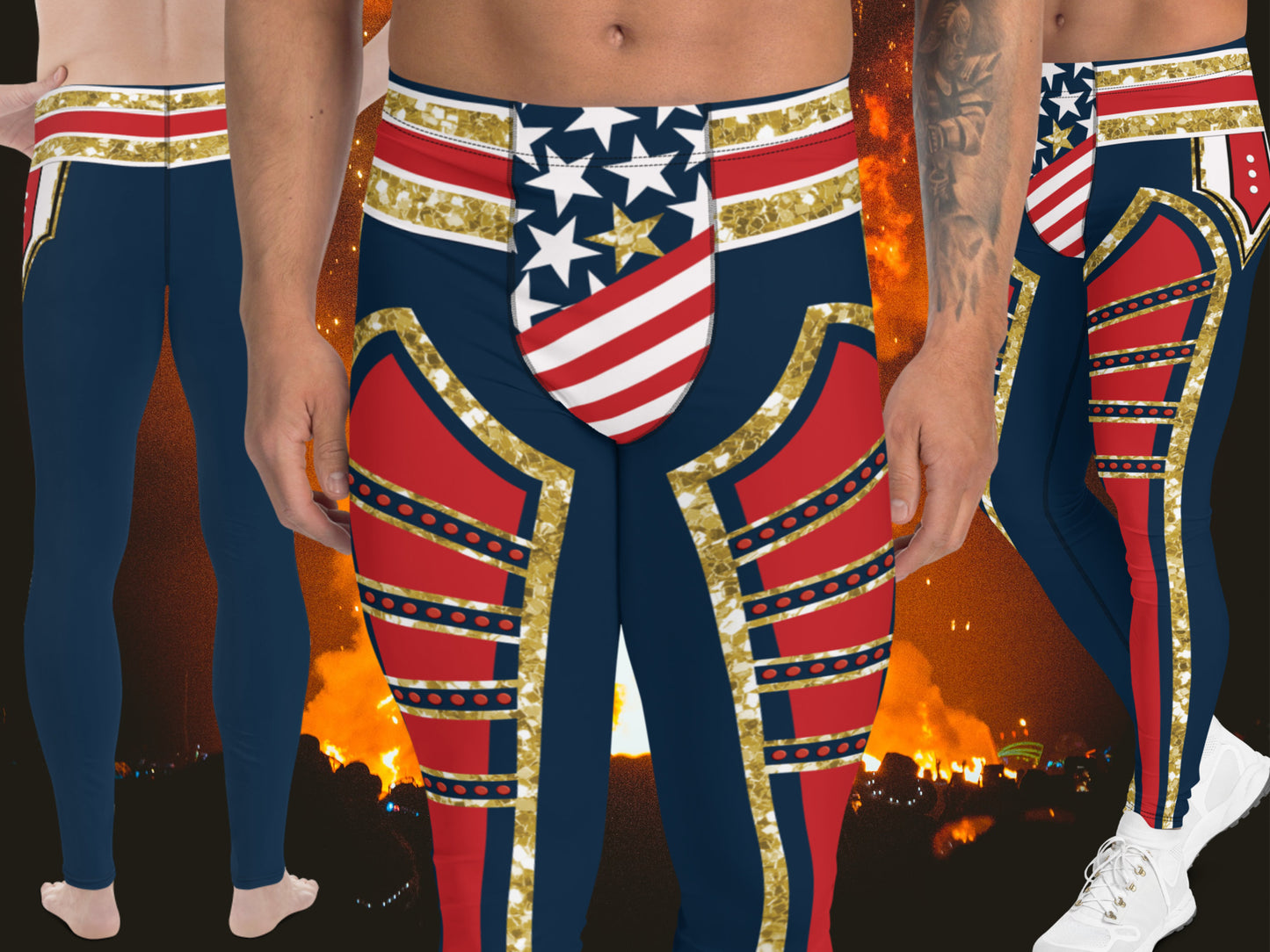 Conjunto de leggings a juego patrióticos de héroe de la lucha libre, atuendo para padres e hijos