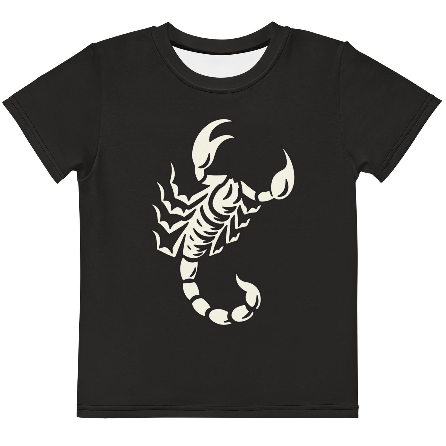 Dark t-shirt with large printed scorpion