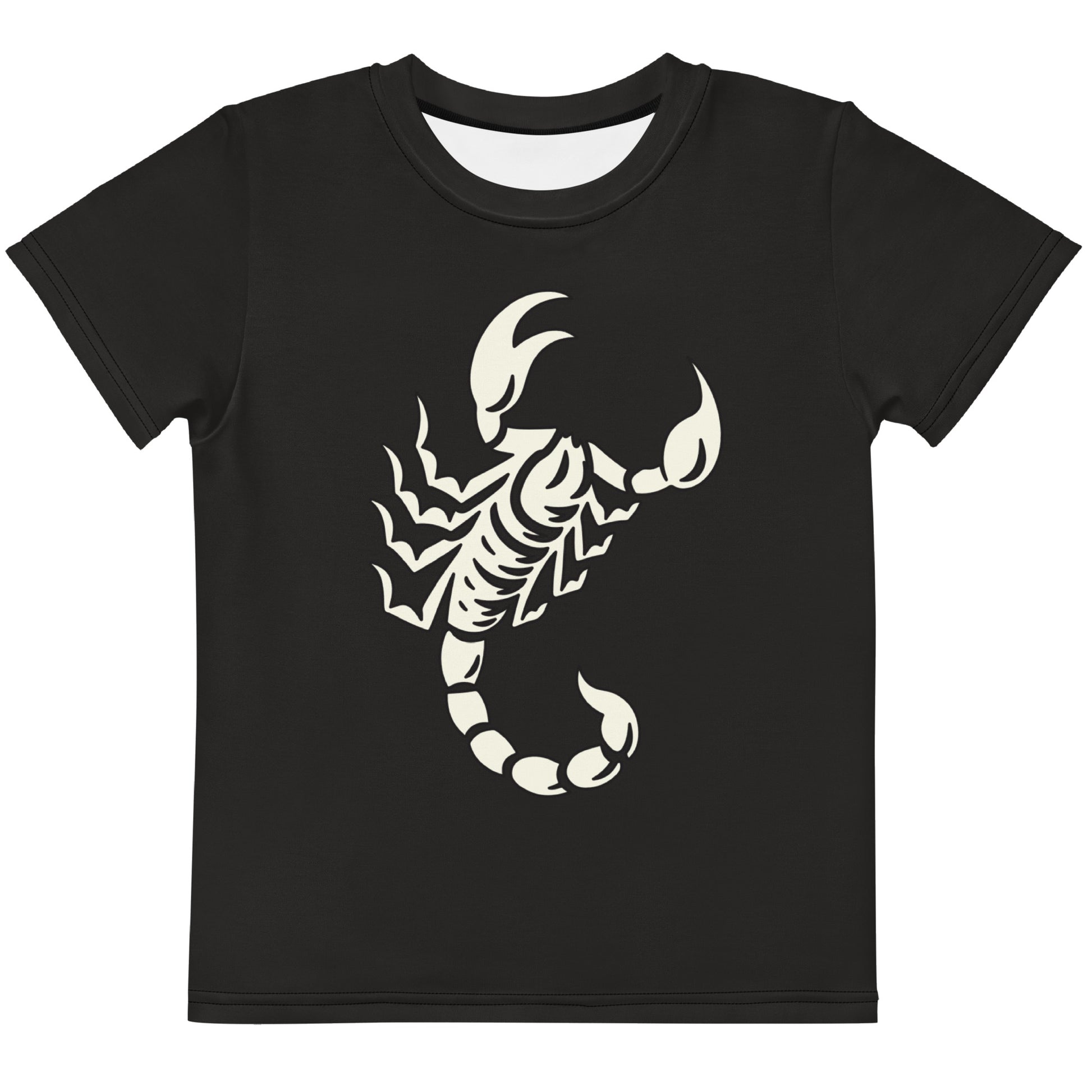 Dark t-shirt with large printed scorpion