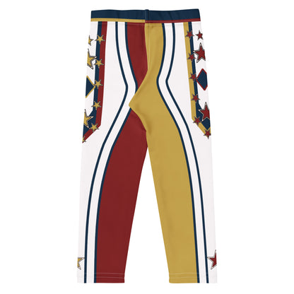 Back of the Drum Major kids leggings with star and navy diamond side panels
