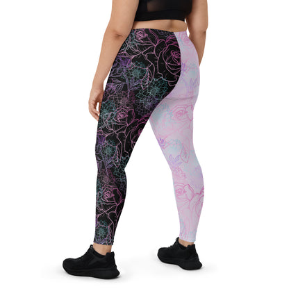 Leggings, Pastell-Gothic-Blumen