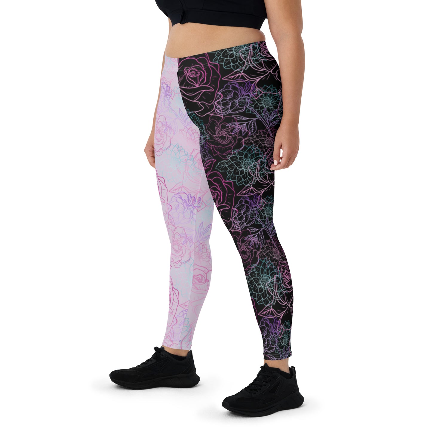 Leggings con estampado floral gótico pastel