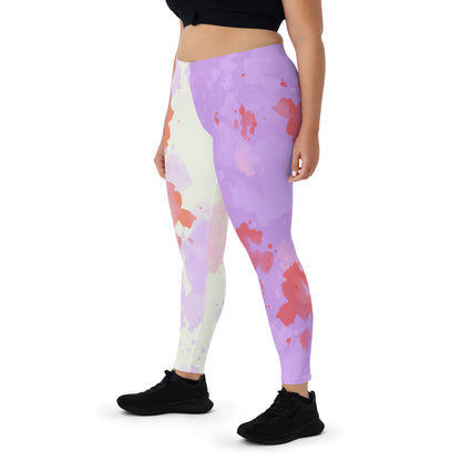 Creepy cute soft pastel leggings with blood stains for cosplay and fancy dress. Yami kawaii style athleisurewear by BillingtonPix