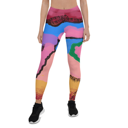 Abstract Art Women&#39;s Leggings, Pastel Goth Tie-Dye Style Graphic Meggings, Wrestling Style Tights, Festival Meggs Outfit, Clubbing Rave Gear