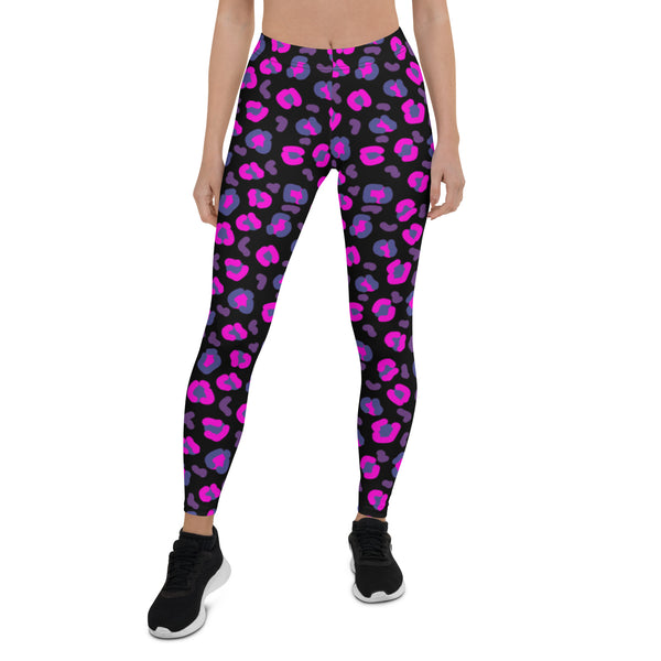 Pink and Black Leopard Skin Style Leggings