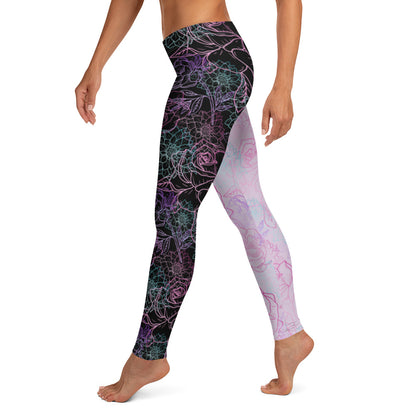 Leggings con estampado floral gótico pastel