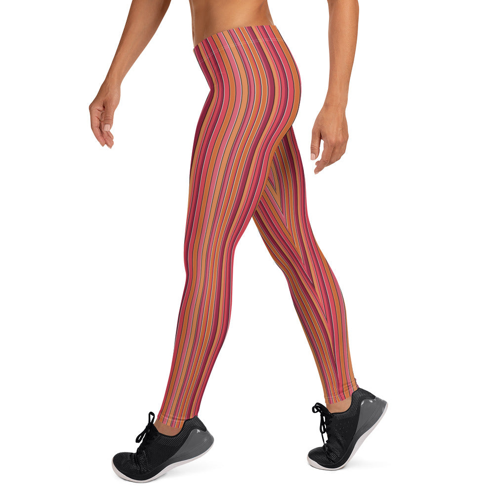 Leggings, Funky Striped Orange