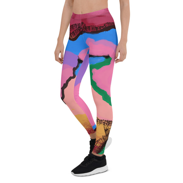 Abstract Art Women&#39;s Leggings, Pastel Goth Tie-Dye Style Graphic Meggings, Wrestling Style Tights, Festival Meggs Outfit, Clubbing Rave Gear