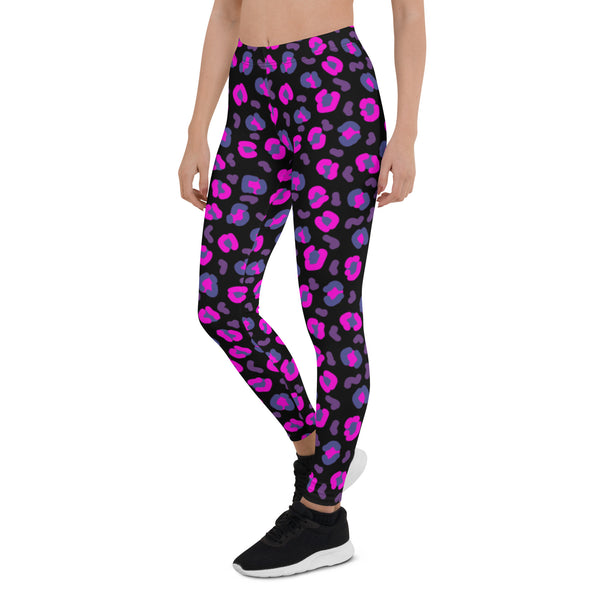 Pink and Black Leopard Skin Style Leggings