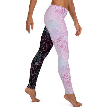 Leggings con estampado floral gótico pastel