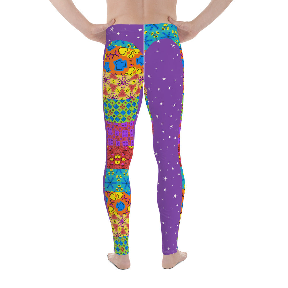 Mens Leggings, Purple Kitsch