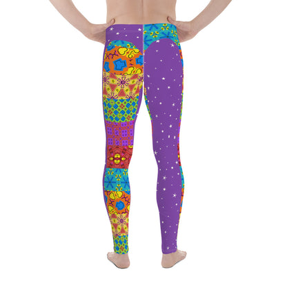 Mens Leggings, Purple Kitsch