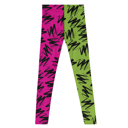 Leggings para hombre, color rosa con bloques de color en zigzag