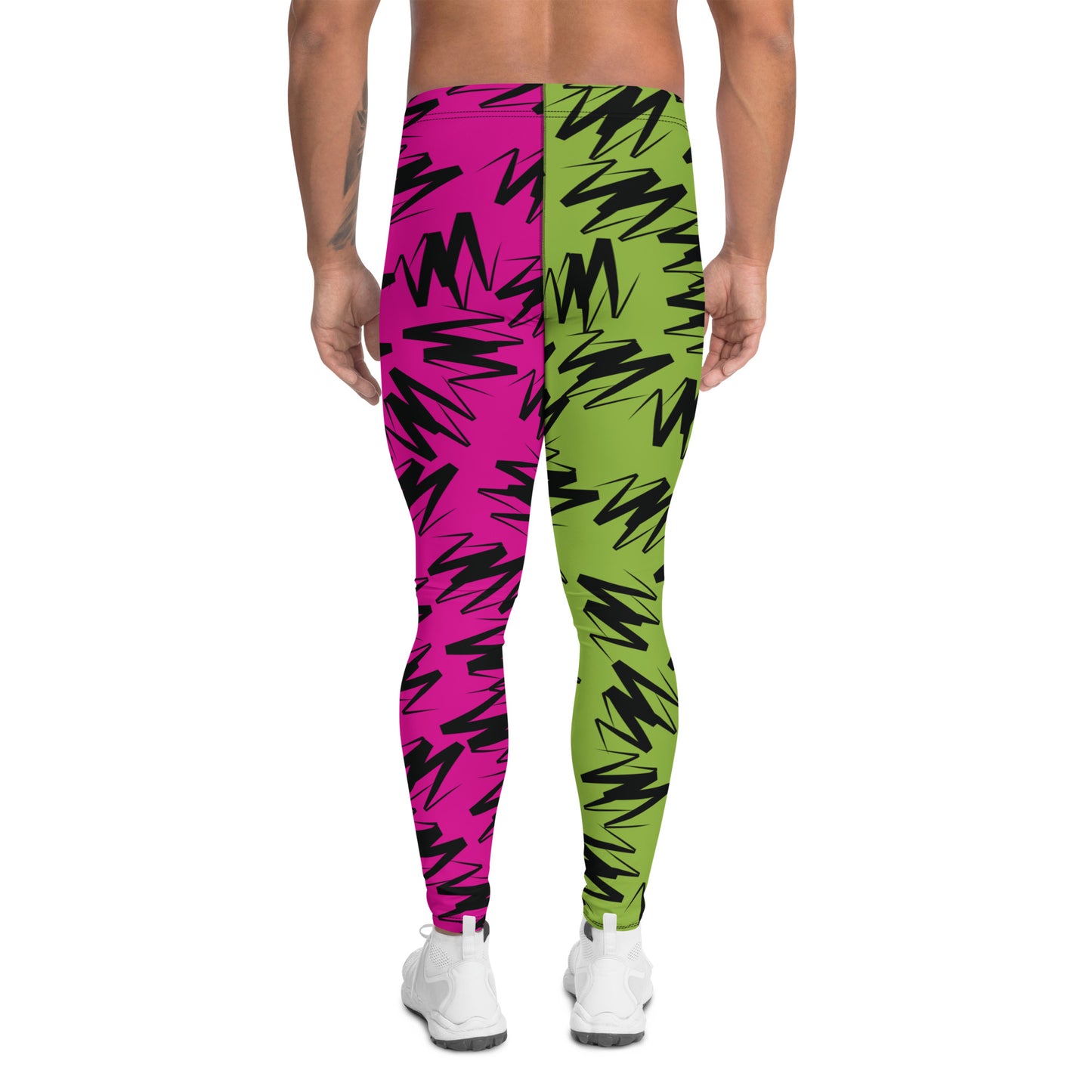 Leggings für Herren, Zickzack-Farbblock, Rosa