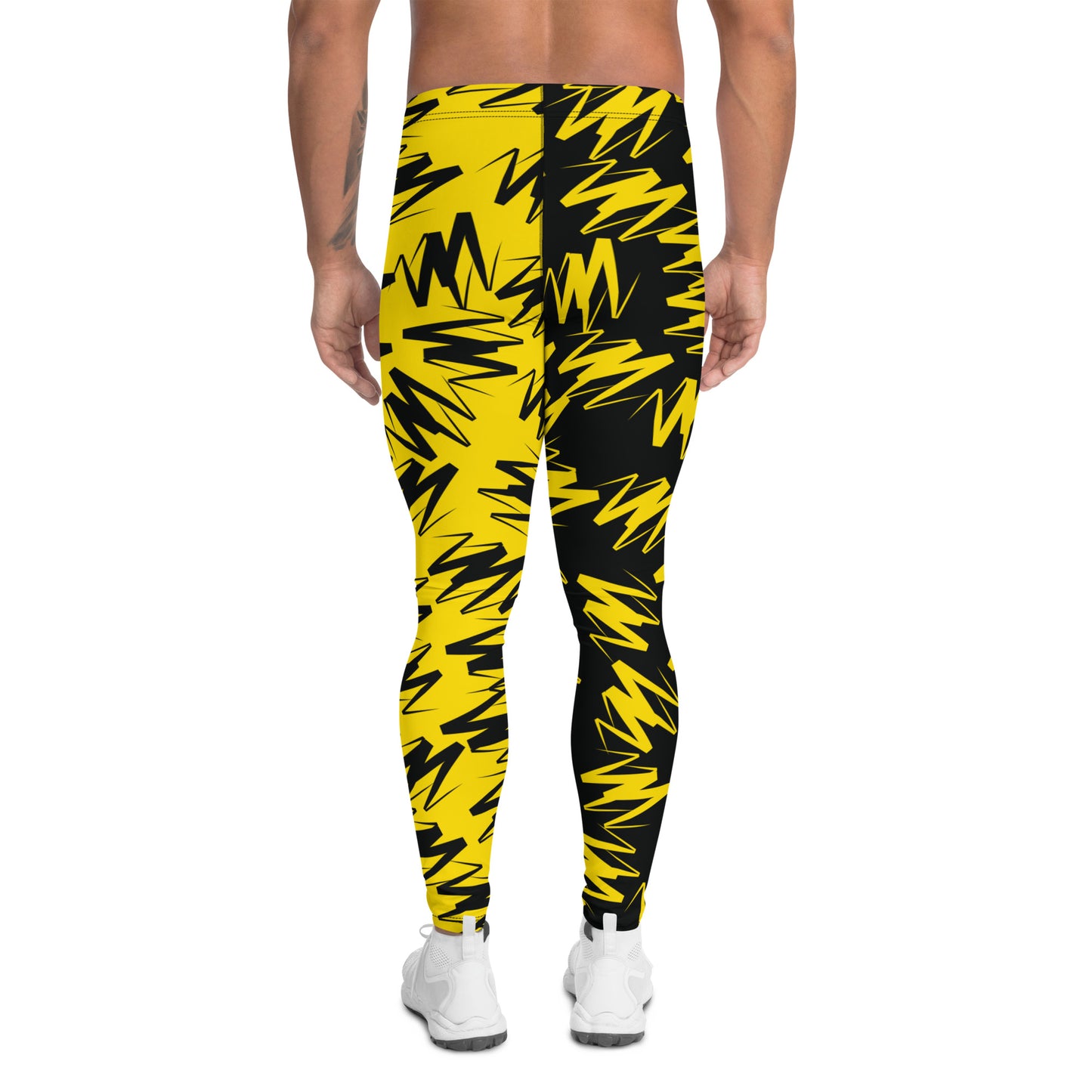 Leggings para hombre, bloques de color en zigzag