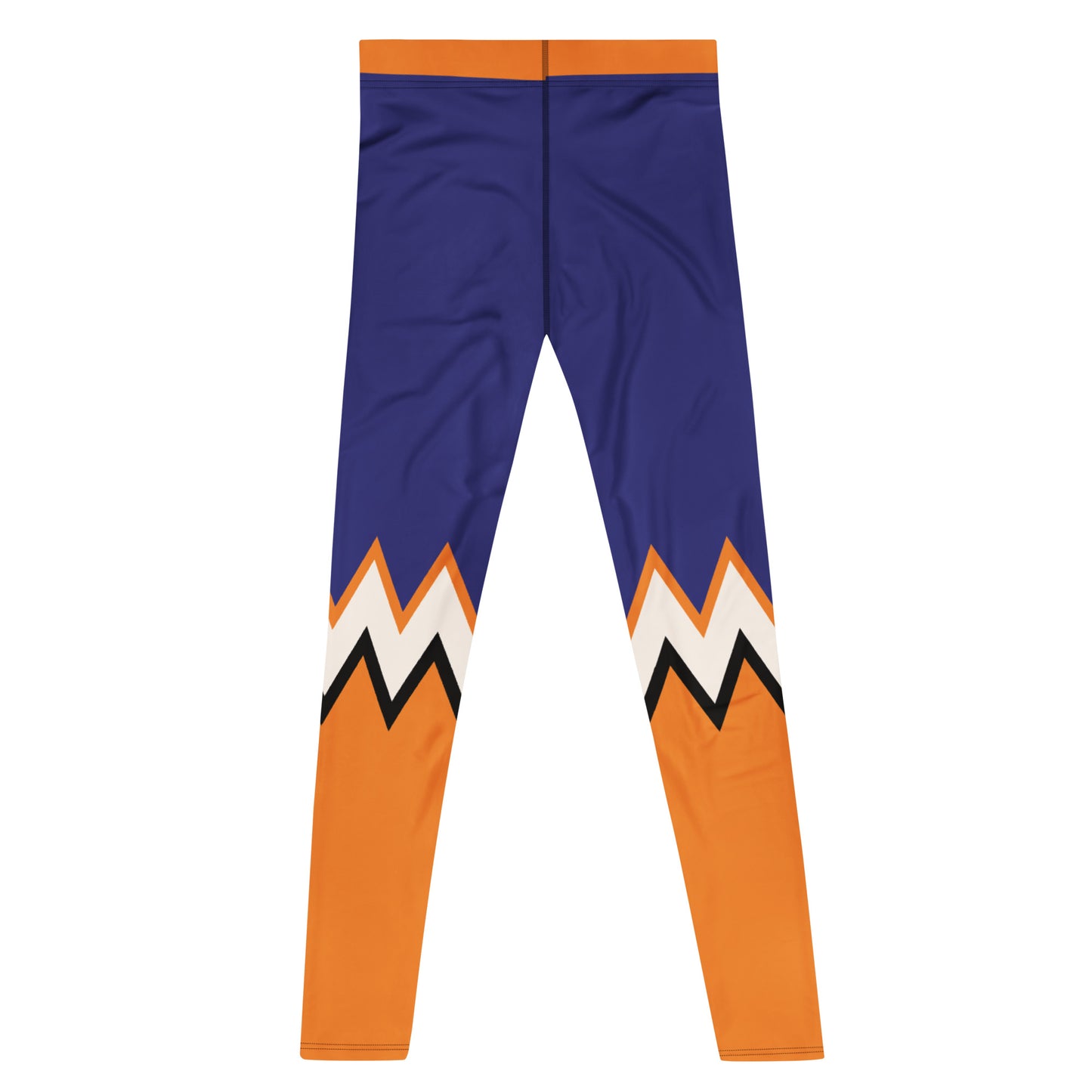 blue and orange leggings for men flat lay rear