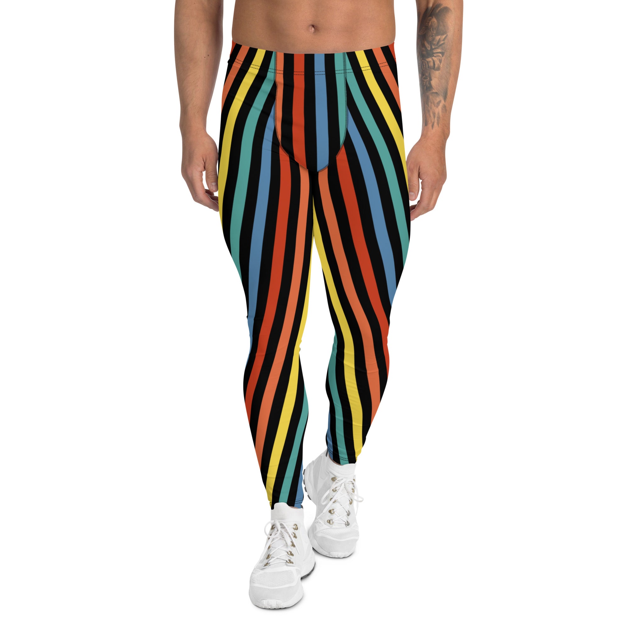 Striped Rainbow Pride Men Leggings Meggings Activewear Pants
