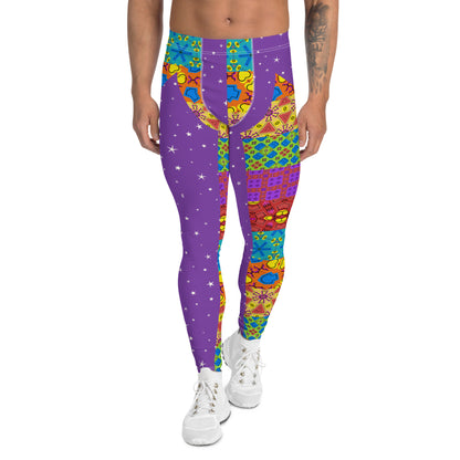 Herren Leggings, Lila Kitsch