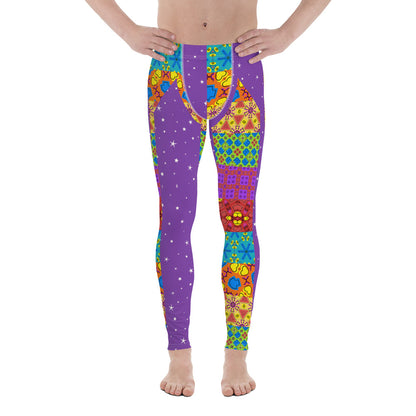 Herren Leggings, Lila Kitsch