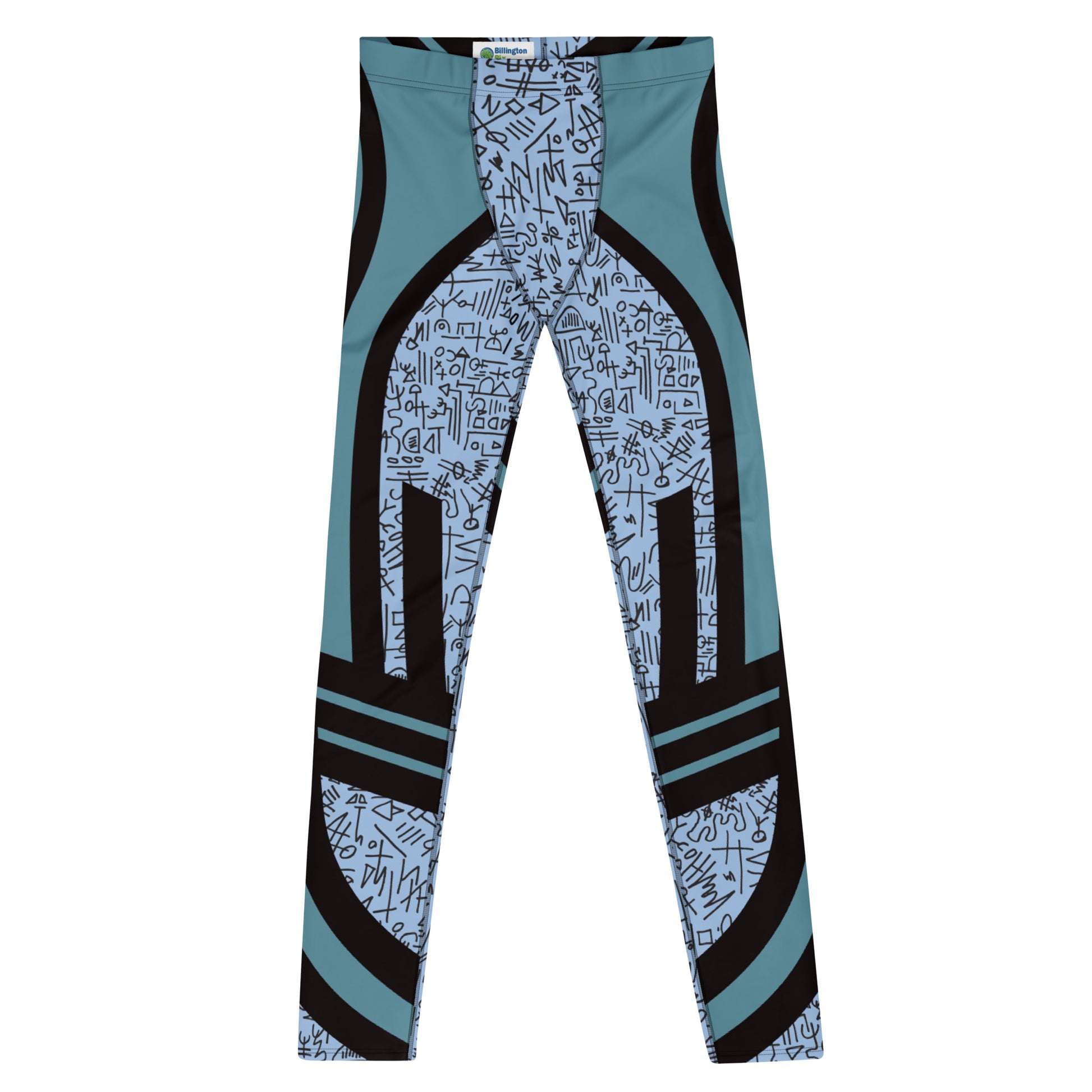 Mens Leggings Sports Leggings, Bjj Compression Spats, Gym Tights, Running Pants, Pro Wrestling Gear, Weightlifting Leggings, Pilates Pant. Blue memphis design retro 80s style meggings for guys for gym, pilates or as bjj grappling spats. Fun sexy gear