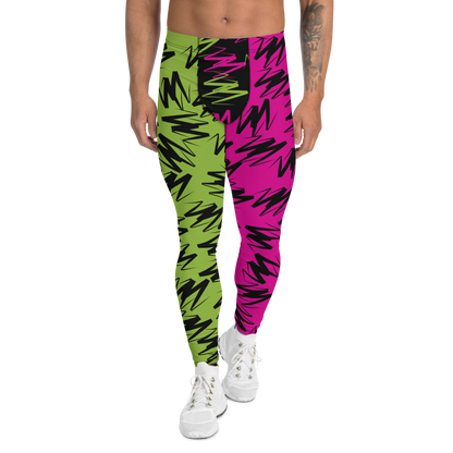 Mens Leggings, Zigzags Color Block