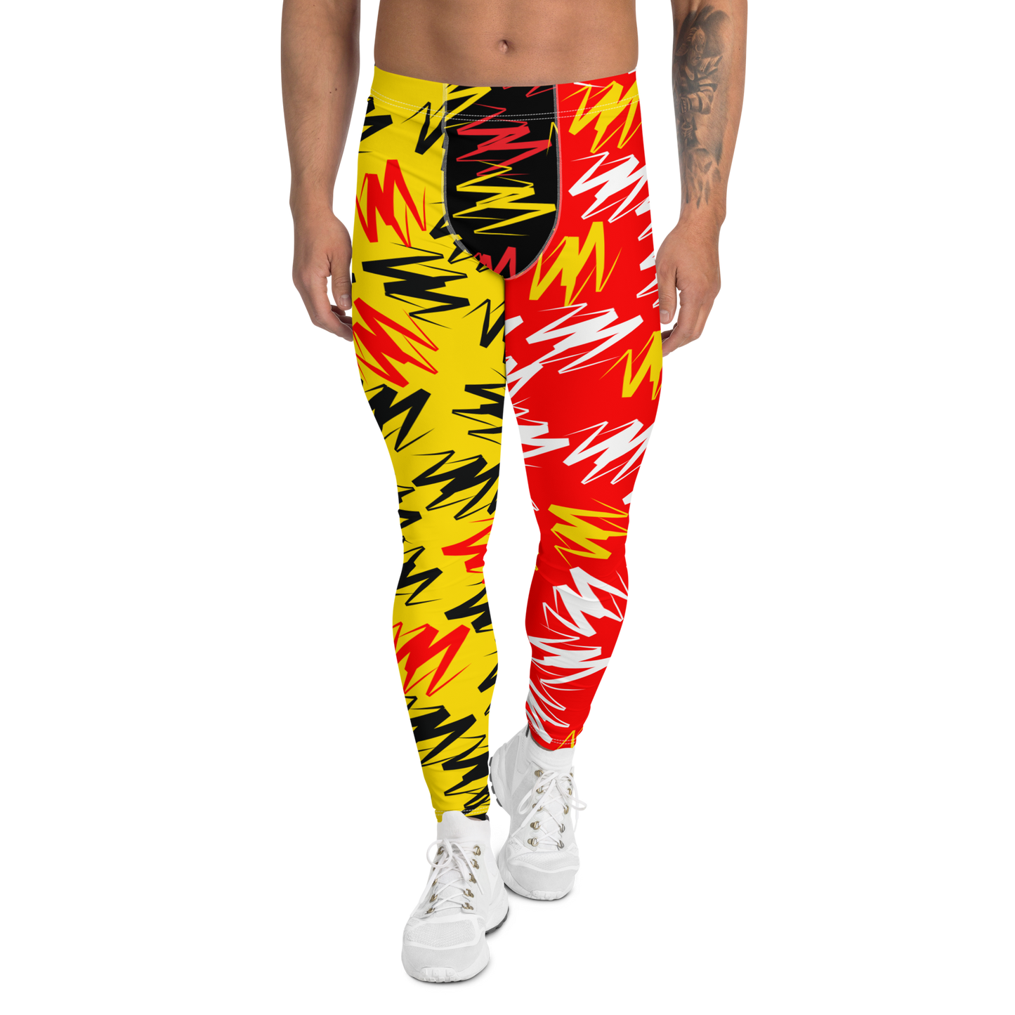 Leggings para hombre, bloques de color en zigzag