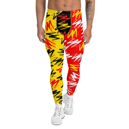 Leggings para hombre, bloques de color en zigzag