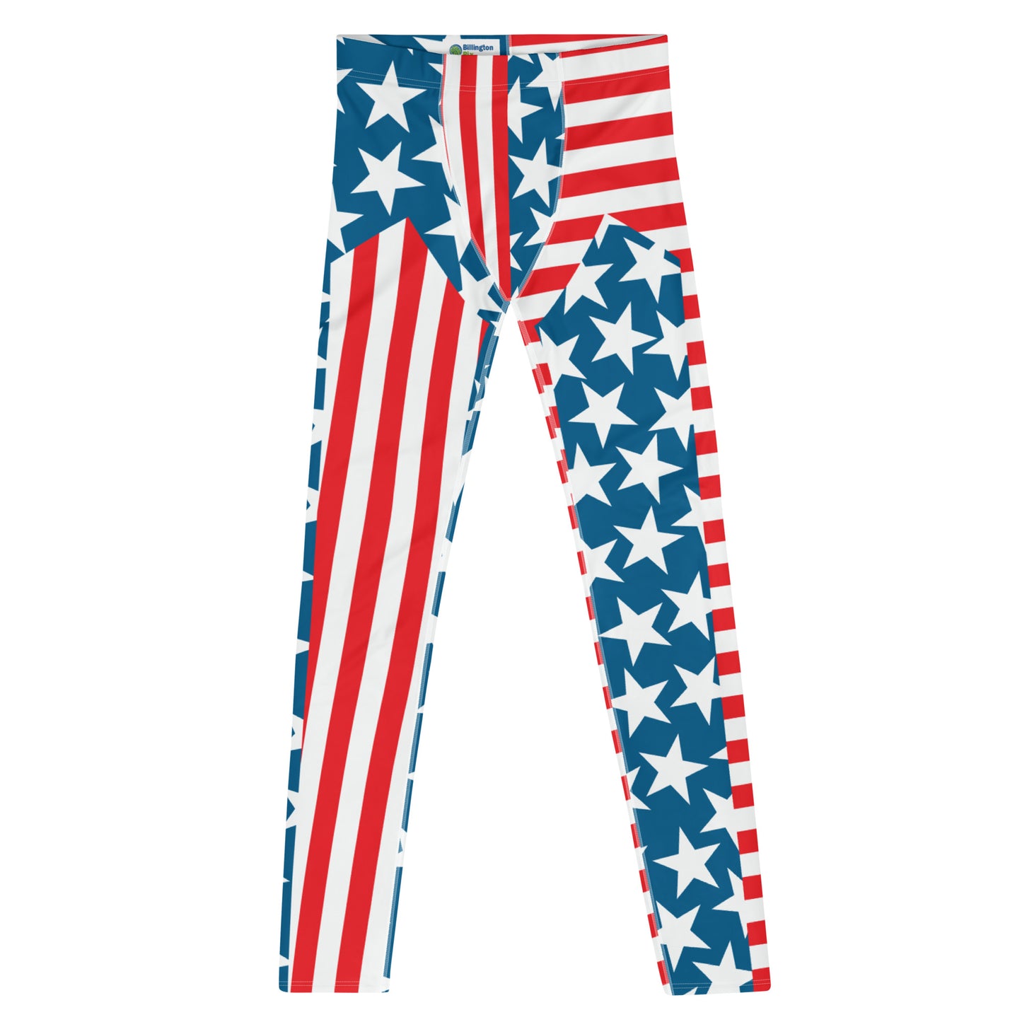 Mens Leggings Patriot, Pro Wrestling Tights in american flag, Forth July Retro Fashion Leggings, Yoga Pants, Gym Outfit, Rave Gear Dancewear, Running Tights, BJJ Spats. Red white blue 4th July party outfit. Halloween outfit for men.