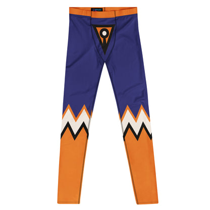 blue and orange leggings for men flat lay front
