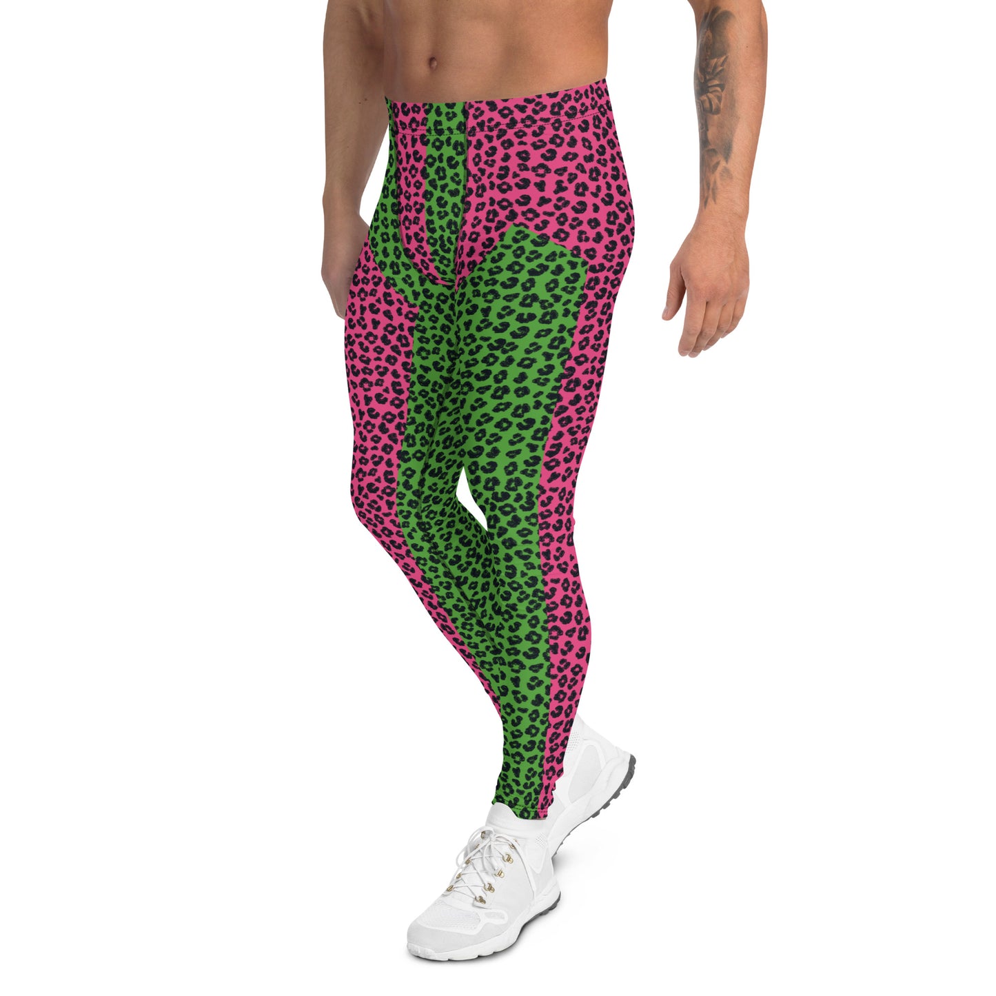 Leggings para hombre, piel de leopardo verde