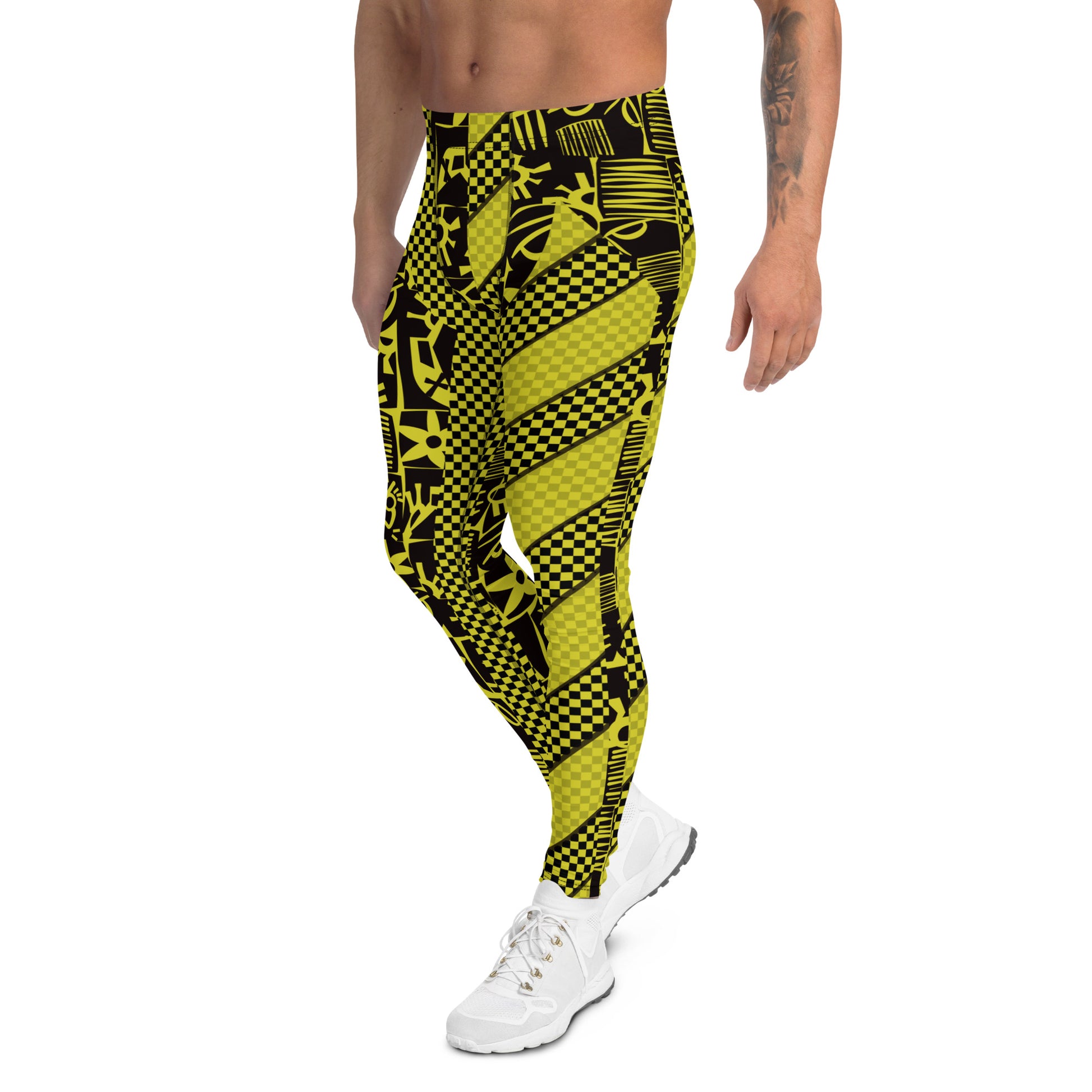 Leggings para hombre, mallas de lucha libre profesional, diseño retro block XS Navy