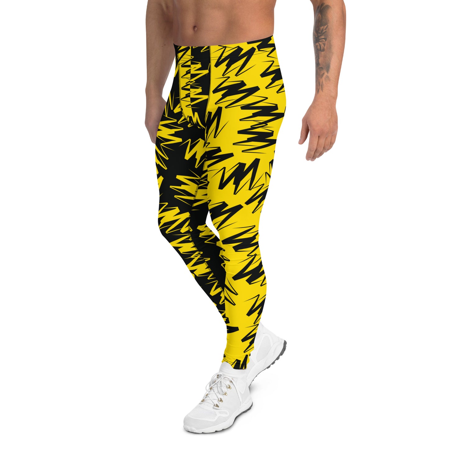 Leggings para hombre, bloques de color en zigzag